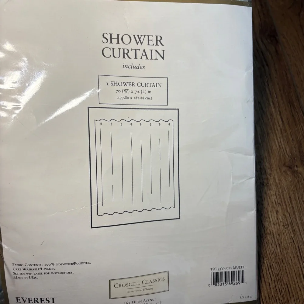Croscill‎ Classics Everest Green Shower Curtain Seafoam 70x72 NEW whimsigoth USA